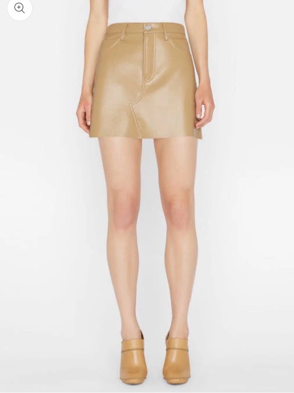 Frame Le High N Tight Skirt Light Camel Tan Faux Leather Mini Skirt